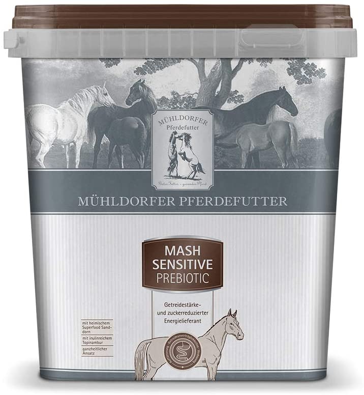 Mühldorfer Mash Sensitive prebiotic, 3 kg, getreidestärke- und zuckerreduziertes Pferdefutter, zur Auffütterung magerer oder schwerfuttriger Pferde